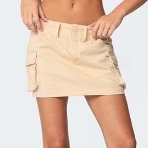 Edikted Beige Katya Low-Rise Cargo Skirt